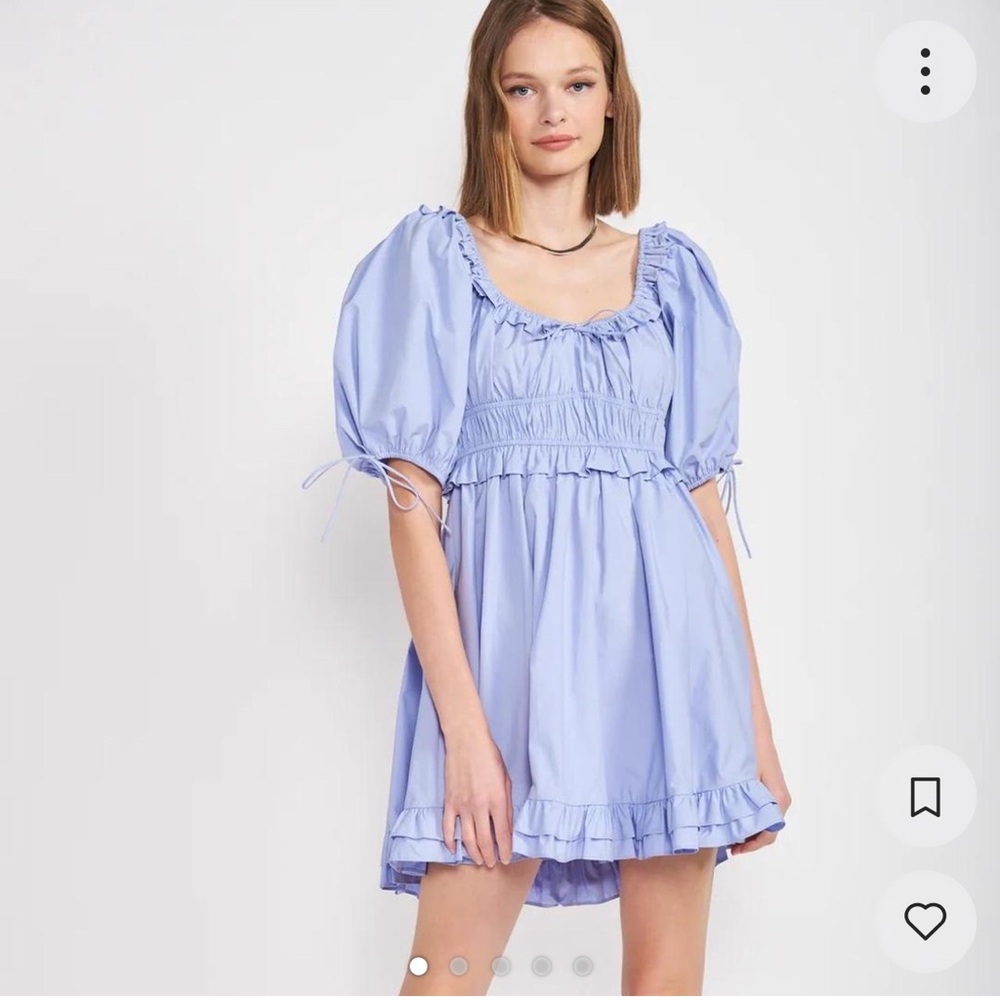 En Saison Ruffle Puff Sleeve Tiered Minidress Small